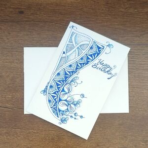 🌻 5/$20 Handmade Floral Happy Birthday Card- Blue And Orange- Unisex